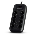 Prelungitor CyberPower P0820SUF0-DE, cu intrerupator iluminat, 8 prize, 2xUSB-A 5V 2.4A, protectie supratensiune/suprasarcina, 1050 Jouli, 1.8 m