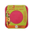 Set 3 caserole patrate din sticla cu capac plastic - Img 2