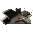Set birou 7 piese imitatie piele negru - Img 2
