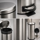 Set coș de gunoi Elite premium 3L inox cu pedală si perie WC, antiamprenta - Img 4