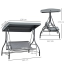Balansoar de gradina convertibil in pat, 3 locuri, 195 x 117 x 175 cm - Img 5