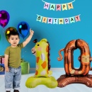 Balon de petrecere din folie, In forma de animalut, Cifra 1 Girafa 52 cm, Cu pozitionare pe podea - Img 3