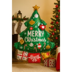 Balon folie Brad de Craciun Merry Christmas 80 cm - Img 2