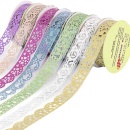 Banda adeziva decorativa din dantela, 18mm x 1m, cu sclipici, diverse culori, Colorarte