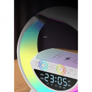 Boxa Multifunctionala 4 in 1, Lampa Smart LED RGB, Incarcator Wireless 15W, Sincronizare muzicala, 5W, Bluetooth, USB, FM Radio, MicroSD, AUX, Afisaj Ceas Digital, Alarma - Img 3