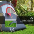 Cort de Camping pentru 4 Persoane Impermeabil Stâlpi din Fibră de Sticlă, 455 x 230 x 180 cm m, Gri - Img 4