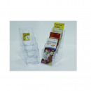 Display plastic pentru brosuri, de birou/perete, 4 x 1/3A4, KEJEA - transparent