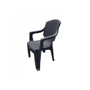 Scaun gradina din plastic model Ratan maro, 60 x 58 x 87cm - Img 2