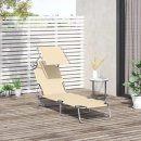 Seslong pliabil cu parasolar, 187x58x36 cm, Bej