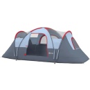 Cort de Camping pentru 4 Persoane Impermeabil Stâlpi din Fibră de Sticlă, 455 x 230 x 180 cm m, Gri - Img 2