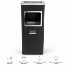 Coș metalic cu scrumieră pentru interior, finisaj vopsit negru, 35 L - Img 3