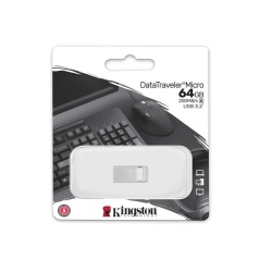 Memorie USB Kingston DataTraveler Micro 64 GB, USB 3.2, Argintiu - Img 3