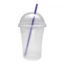 Pahare plastic Transparent Frappe Safir 400 ml cu capac bombat, 100 buc/set