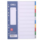 Separatoare Index plastic numeric 1- 10, A4, 130 microni, Deli