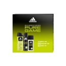 Set cadou Adidas Pure Game, Spray deodorant natural 75ml + Spray deodorant 150ml + Gel de dus 3in1 250 ml
