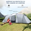 Cort de camping pentru 4-5 persoane, 2 camere, 590 x 245 x 193 cm