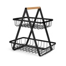 Cos pentru fructe sau legume, inox/lemn, 27x17x29,5 cm