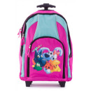 Ghiozdan Troller Cucciole, 45cm, 3 compartimente, roz cu turcoaz