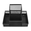 Organizer metalic Mesh, de birou, 4 compartimente, negru - Img 3
