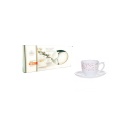 Set cesti cafea 190 ml + farfurii opal alb, decor iarna, 12 piese - Img 1