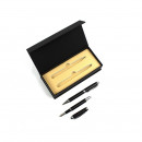Set pix+stilou metalic mecanism,penita iridium, accesorii cromate in cutie elganta din lemn - Img 2