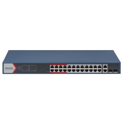 Switch Hikvision Fast Ethernet DS-3E1326P-EI(B), 24 porturi, PoE