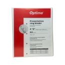 Caiet mecanic cu buzunar, plastifiat PP, 4 inele in "D", 25 mm, cotor 40mm, Optima - alb