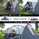 Cort de Camping pentru 4 Persoane Impermeabil Stâlpi din Fibră de Sticlă, 455 x 230 x 180 cm m, Gri - Img 5