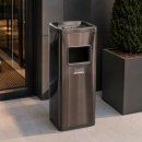 Coș inox cu scrumieră Premium Black Gold, anti-amprentă, 50 L