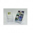 Display plastic pentru brosuri, de birou/perete, 4 x A4-portrait, KEJEA - transparent