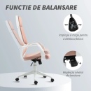 Scaun de Birou /Gaming cu Spătar Înalt, Roz - Img 3