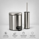 Set coș de gunoi Elite premium 3L inox cu pedală si perie WC, antiamprenta - Img 3