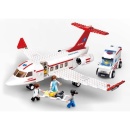 Set de constructie Sluban, Avion/Ambulanta, 335 piese, 38x28.5x6.7cm