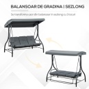 Balansoar de gradina convertibil in pat, 3 locuri, 195 x 117 x 175 cm - Img 4