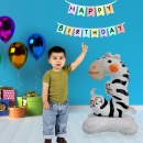 Balon petrecere din folie, forma de animalut, Cifra 3 Zebra 56 cm, de podea - Img 3