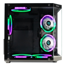 Carcasa gaming Spacer Aquarium Mini Tower, sticla securizata, 3 x ARGB, Cooler USB 3.0 x 1 - Img 2