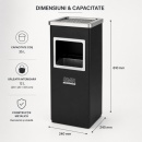 Coș metalic cu scrumieră pentru interior, finisaj vopsit negru, 35 L - Img 4