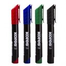 Marker permanent Kores 3mm, varf rotund, negru, verde albastru, rosu
