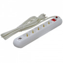 Prelungitor Spacer 4.5m cu 5 prize Schuko + 2 x USB max 3500W