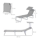 Seslong pliabil cu parasolar, 187x58x36 cm, Gri - Img 6