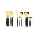 Set tacamuri Malooki, 24 piese, inox, negru cu auriu, pentru 6 persoane - Img 2