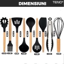 Set Ustensile Bucatarie 12 Piese Silicon Alimentar Teno termorezistente, antiaderente, suport inclus - Img 7