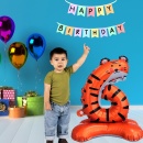 Balon de petrecere din folie, In forma de animalut, Cifra 6 Tigru 57 cm, Cu pozitionare pe podea - Img 3