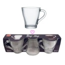 Cani sticla transparenta Cafea/Capuccino 280ml, 3buc/set