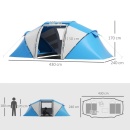 Cort de Camping pentru 6 Persoane Impermeabil Stâlpi din Fibră de Sticlă 460 × 230 × 195cm - Img 2