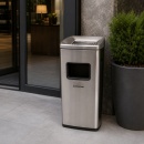 Coș inox cu scrumieră, tratament anti-amprentă — premium 50 L