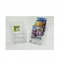 Display plastic pentru brosuri, de birou/perete, 3 x A5, KEJEA - transparent