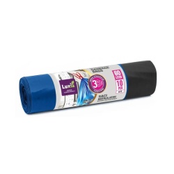 Saci menajeri cu snur Luxia 60L, extra rezistenti, 10buc/rola albastru