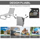 Seslong pliabil cu parasolar, 187x58x36 cm, Gri - Img 3