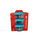 Set 3 caserole rotunde din sticla cu capace 450ml - Img 3